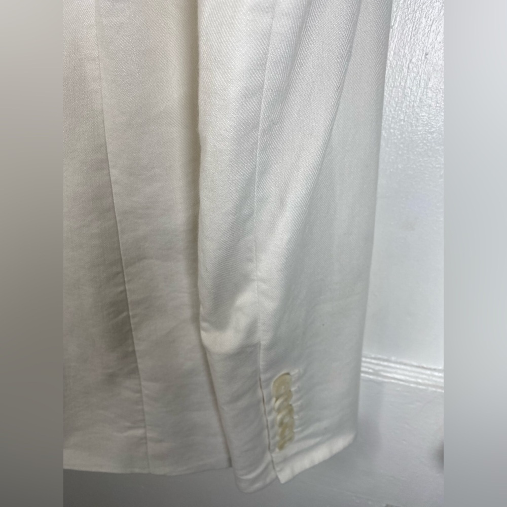 Veronica Beard Braeton Cream & Beige Double-Breasted Linen Dickey Blazer - Picture 5 of 10
